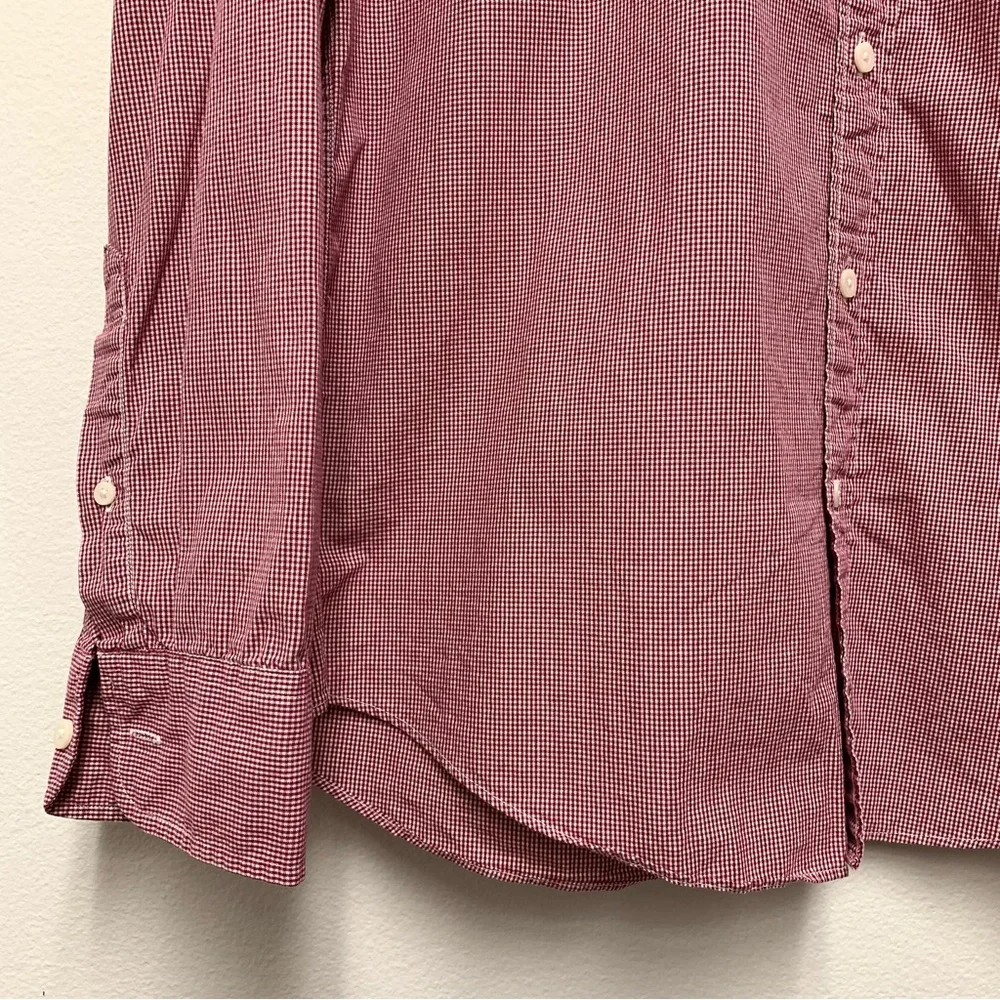 J Crew Slim Washed Button Down Shirt Size Large Mini Gingham Check Red Cotton‎ - Picture 5 of 10